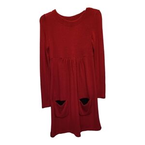 Rare Rinascimento Red Long Sleeve Crew Neck Tiered Sweater Dress - Size M